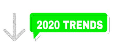 Yanlış Yerleştirilmiş 2020 Eğilimler Yeşil İfade Bulutu ve Ağ Kablosu Oku Aşağı