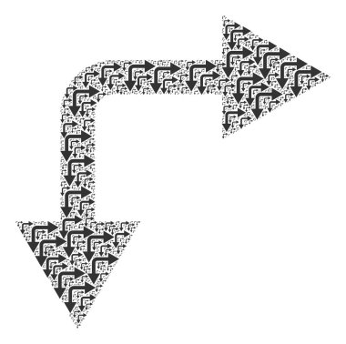 Çatallanma Oku Özyineleme Simgelerinin Doğrudan Aşağı Mozaiği