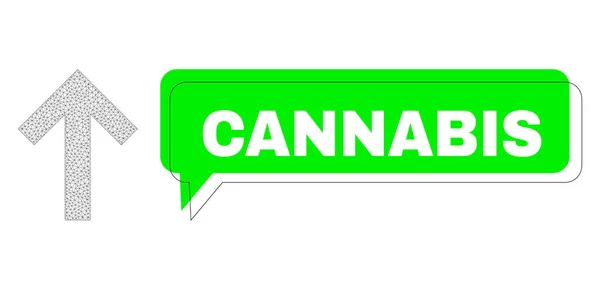 Deplazierter Cannabis Green Message Balloon und Mesh Carcass Pfeil nach oben — Stockvektor