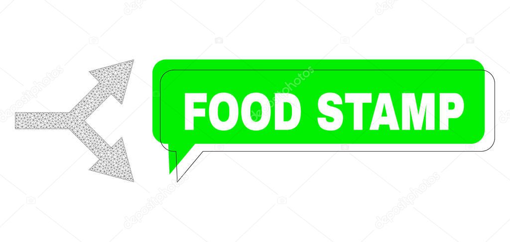 Shifted Food Stamp Green Text Frame and Mesh 2D Bifurcation Arrow Right