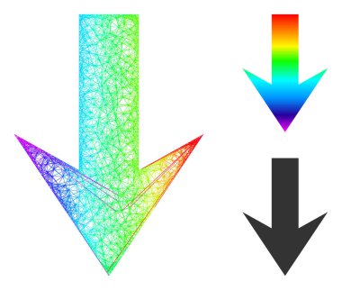Gökkuşağı Ağı Gradyan Oku Simge Aşağı