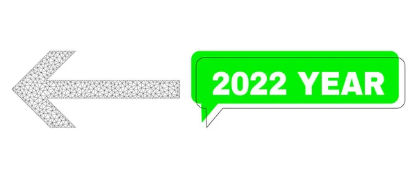 Eltolódott 2022 év Zöld Chat keret és háló 2D nyíl balra — Stock Vector