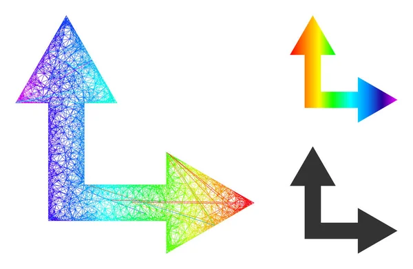 Rainbow Net Gradient förgrening pil rätt upp ikonen — Stock vektor