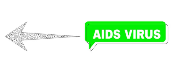 Misplaced AIDS Virus Green Message Balloon and Mesh Carcass Arrow Left — Stock Vector