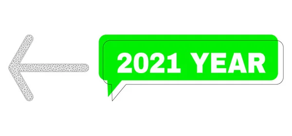 Eltolódott 2021 év zöld szövegkeret és háló 2D nyíl balra — Stock Vector