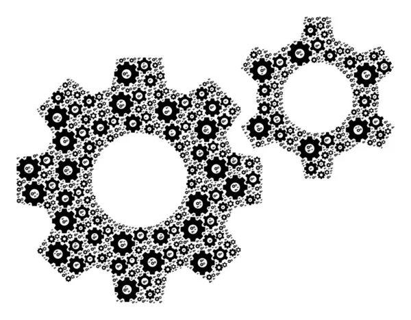 Gears Recursion Collage of Itself Items — Stock Vector