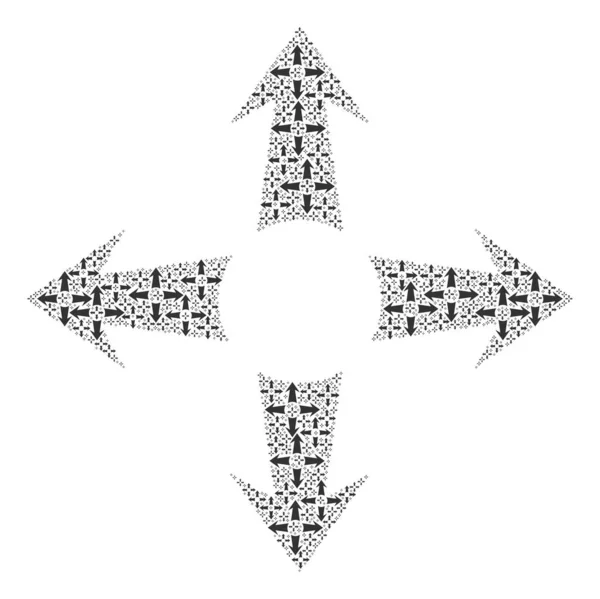 Expandir flechas Collage fractal de iconos de sí mismo — Vector de stock