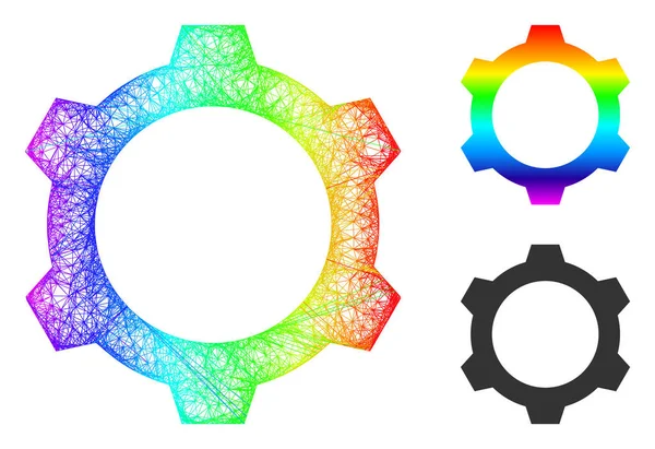 Icono de engranaje de gradiente lineal de arco iris — Vector de stock