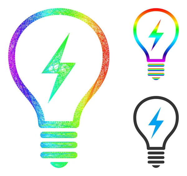 Spektrum šrafované přechodové elektrické žárovky ikona — Stockový vektor