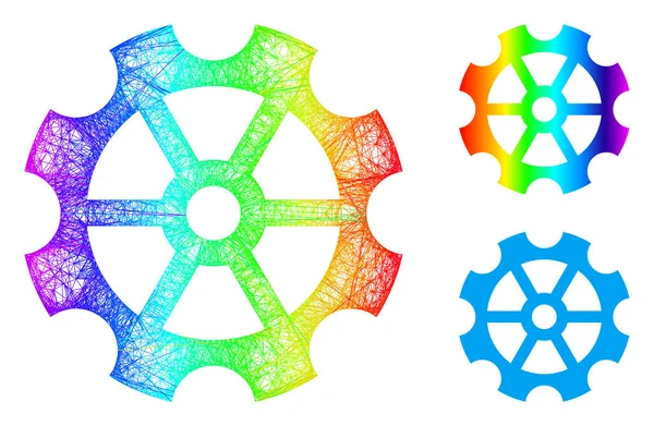 Regenboog Net Mesh Gradient Gear Icon — Stockvector