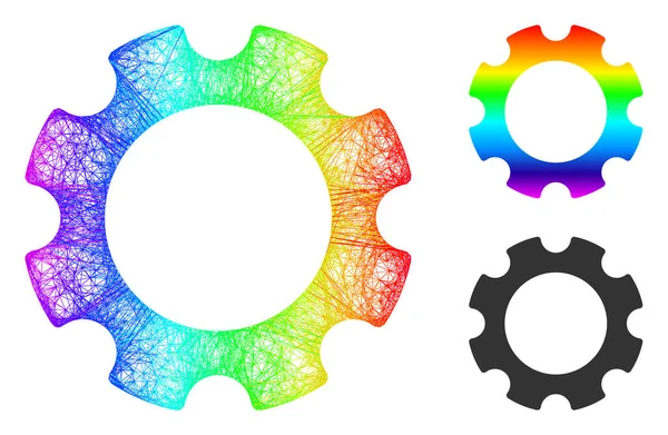 Regenboog Net Gradient Gear Icon — Stockvector