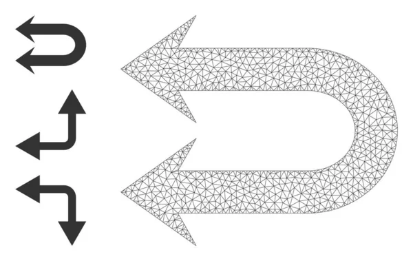 Icône de flèche gauche double maille polygonale avec glyphes simples — Image vectorielle
