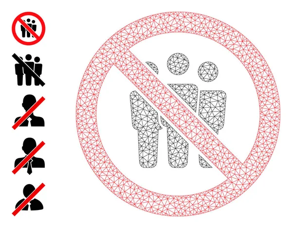 Web Mesh Forbidden People Icon with simple Glyphs — 图库矢量图片