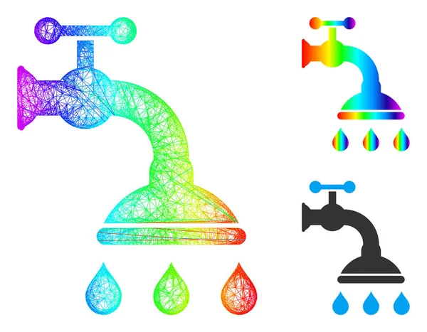 Spectrális hálózat Gradient zuhany csapoló ikon — Stock Vector