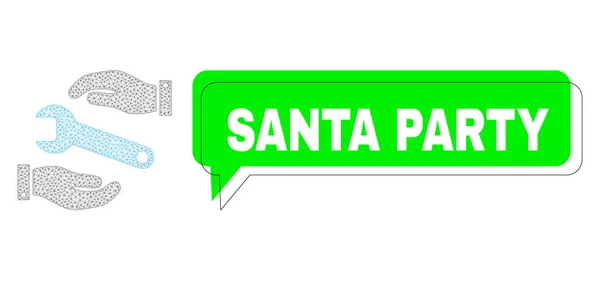 Servicio 2D de globo y malla de texto verde de Santa Party desplazado — Archivo Imágenes Vectoriales