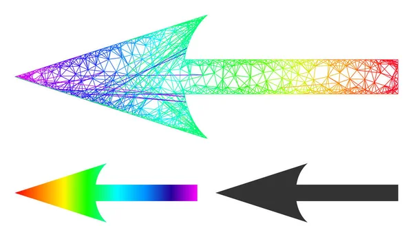 Spektral kläckt radient skarp pil vänster ikon — Stock vektor