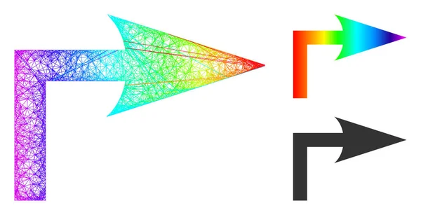 Rainbow Net Mesh Gradient Rechts-Symbol drehen — Stockvektor