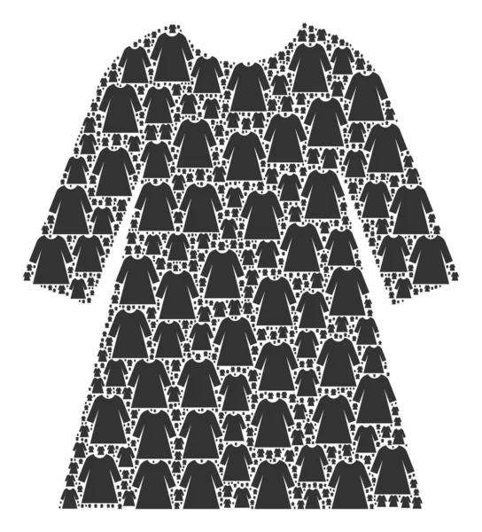女性は自分自身のアイコンのフラクタルコラージュをドレスアップ — ストックベクタ