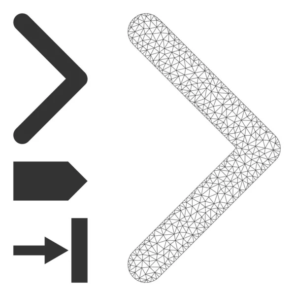 Polygonales Netz Richtung rechtes Symbol mit einfachen Glyphen — Stockvektor