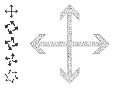 Çokgen Ağ Okları Simgesini Basit İşaretlerle Genişlet