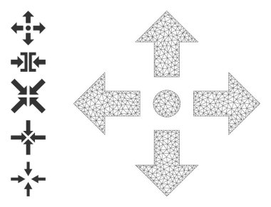 Çokgen Ağ Okları Simgesini Basit İşaretlerle Genişlet
