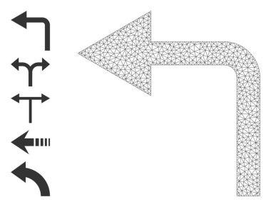 Çokgen Ağ Basit Resim Grafikleri ile Sol Simgeyi Döndür