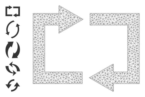 Polygonal Mesh Exchange Arrows Icon mit einfachen Symbolen — Stockvektor