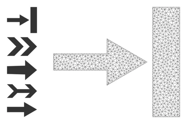 Rede poligonal Mover Ícone Direito com Glifos Simples —  Vetores de Stock