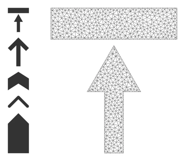 Red poligonal Mover icono superior con símbolos simples — Vector de stock