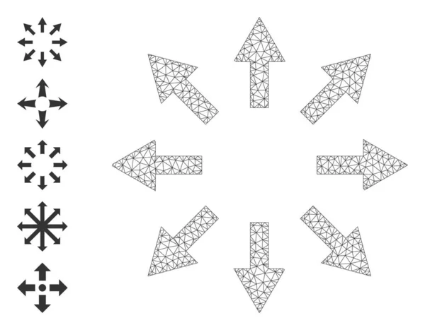 Web Net Radial Arrows Εικονίδιο με Απλές Γλυπτές — Διανυσματικό Αρχείο