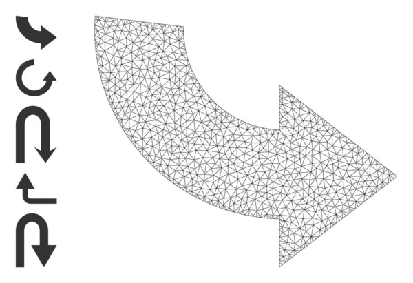 Polygonal Network Rotate Ccw-pictogram met eenvoudige symbolen — Stockvector