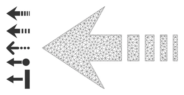 Polygonaal netwerk Stuur linker pictogram met eenvoudige glyphs — Stockvector