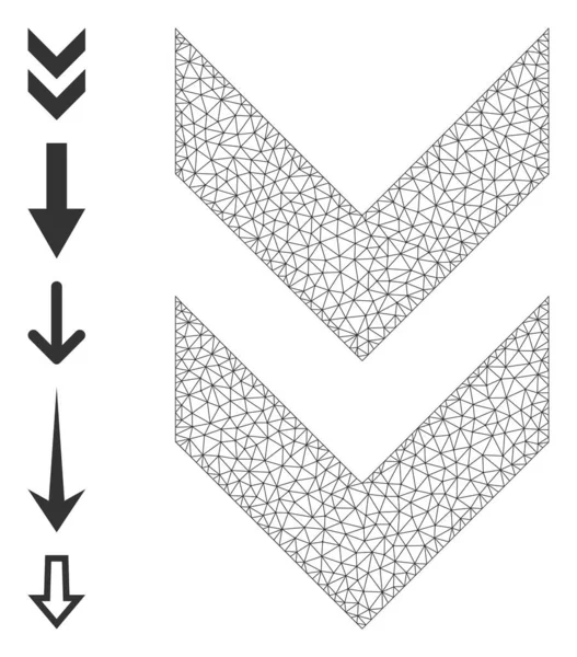 Polygonální ikona posunu sítě dolů s jednoduchými glyfy — Stockový vektor
