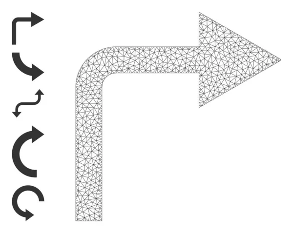 Polygonaal Net Sla rechtsaf pictogram met eenvoudige Pictogrammen — Stockvector