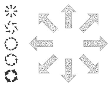 Çokgen Ağ Patlayan Oklar Simgesi Basit İşaretlerle