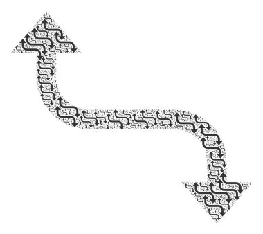 Ögelerin Karşıt Eğimli Oku Fraktal Mozaiği