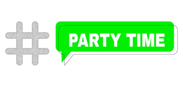 Misplaced Party Time Green Text Balloon and Mesh 2D Prison — Stock Vector