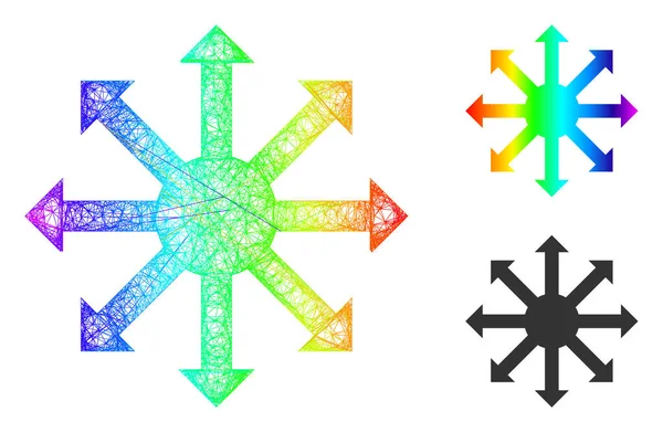 Ícono de flechas radiales de gradiente eclosionado espectral — Vector de stock