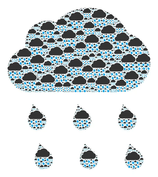 Nube de lluvia Mosaico recursivo de sí mismo Artículos — Vector de stock