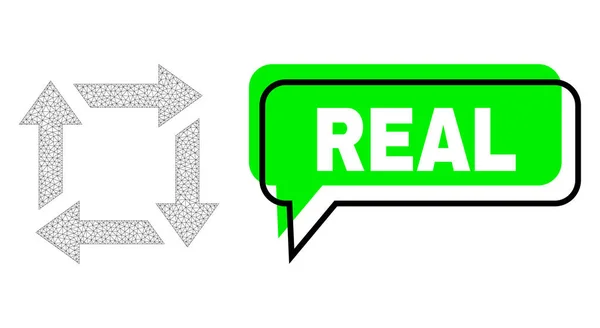 Skiftad Real Green Message Frame och Mesh 2D Recycle — Stock vektor