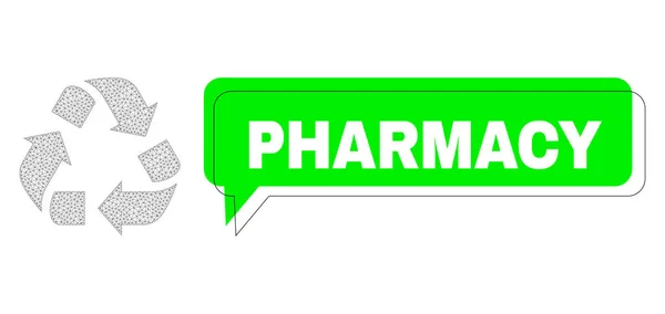 Quadro de Frase Verde de Farmácia Deslocada e Reciclagem de Rede de Malha — Vetor de Stock