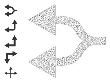 Çokgen Ağ Bölünmüş Oklar Basit Şekillerle Ayrılmış Simge