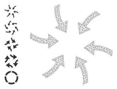 Basit Kabartmalı Çokgen Ağ Döndürme Okları Simgesi