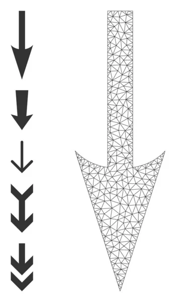 Web Network Sharp šipka dolů ikona s jednoduchými symboly — Stockový vektor