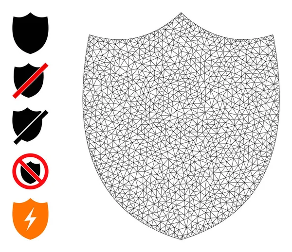 Polygonal Mesh Shield ikon med enkla piktogram — Stock vektor