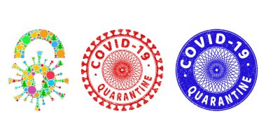 Kapsamlı Karantina Kalıplı Lastik İzler ve Noel Sembolleri Viral Kilitleme Kolajı