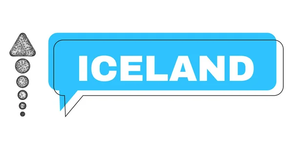 Cadre de chat Islande décalé et icône flèche réseau vers le haut — Image vectorielle