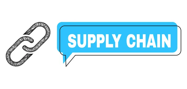 Verschuiving Supply Chain Conversation Ballon en Net Mesh Chain Icon — Stockvector