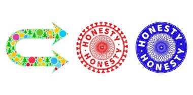 Dürüstlük Yapısı Lastik İzler ve Noel Sembollerinin Çift Sağ Ok Mozaiği