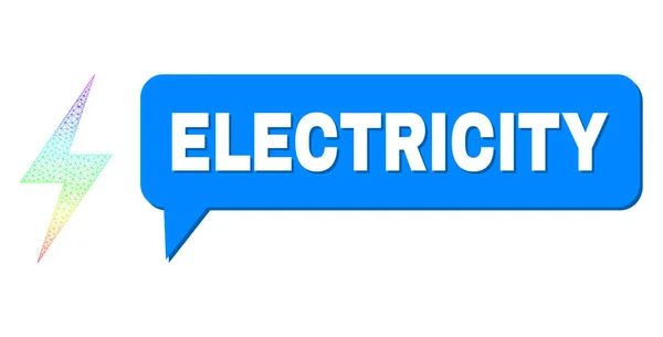 Icona di elettricità a gradiente netto spettrale e nube di chat di elettricità con ombra — Vettoriale Stock